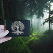 Keychain ID Holder Wallet - Celtic Tree of Life Leather