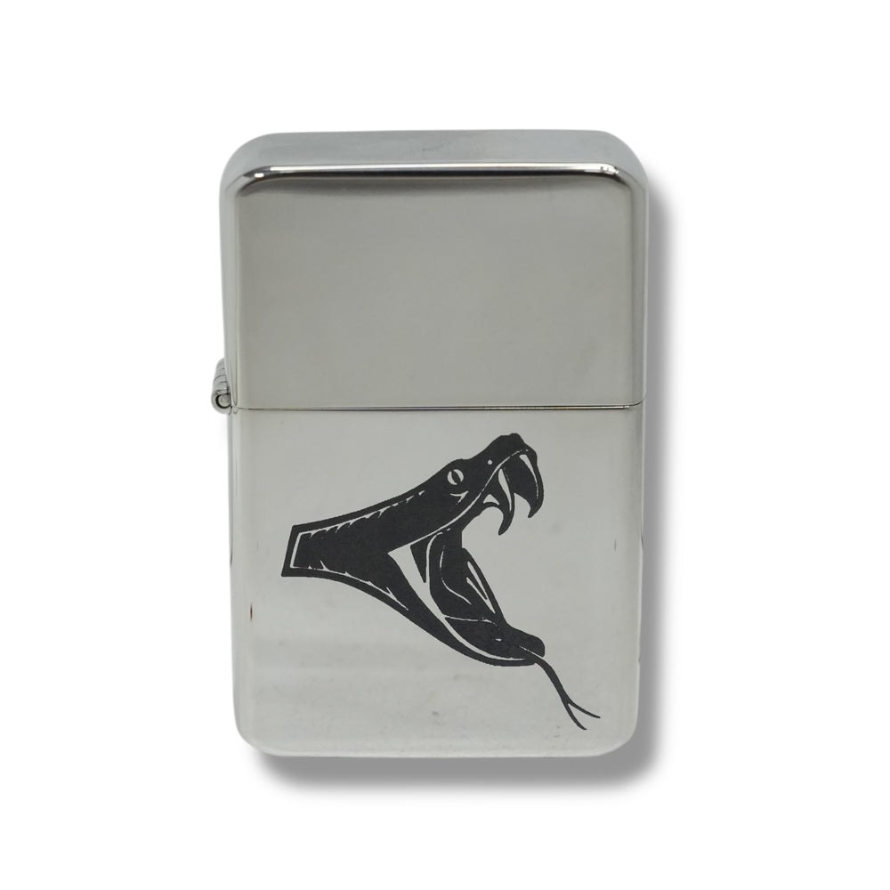HipFlaskPlus poison viper chrome lighter, close-up
