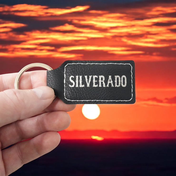 Keychain - Rectangle - Silverado - Leather