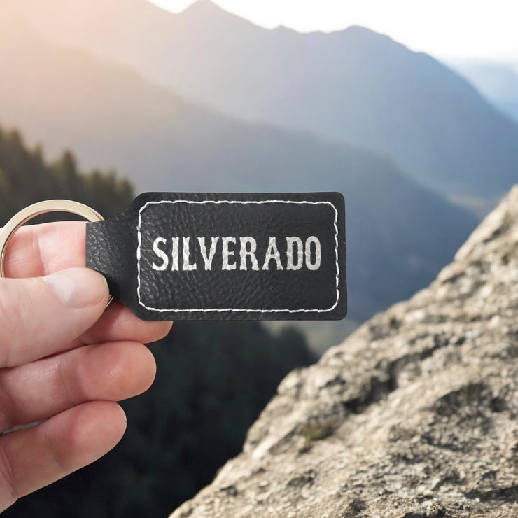 Keychain - Rectangle - Silverado - Leather