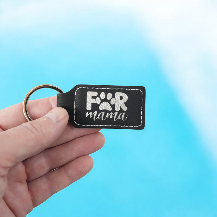 Keychain - Rectangle - Fur Mama - Leather