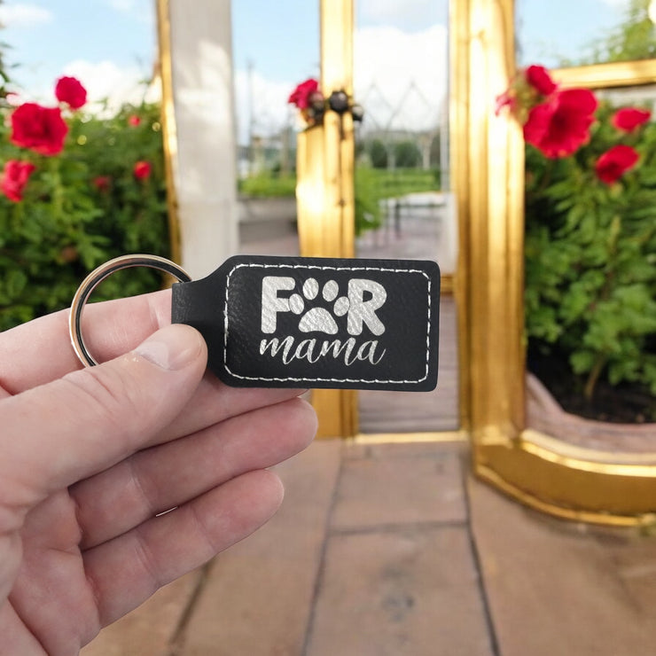 Keychain - Rectangle - Fur Mama - Leather