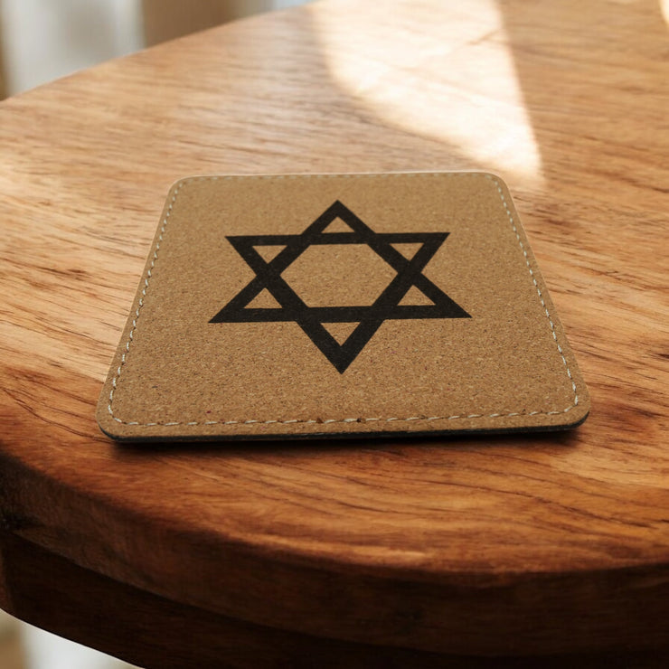 Coaster - Star of David - SET OF 2 - Leather or Stitched Cork