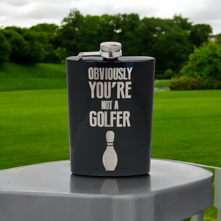 8oz BLACK Obviously You're Not a Golfer Flask