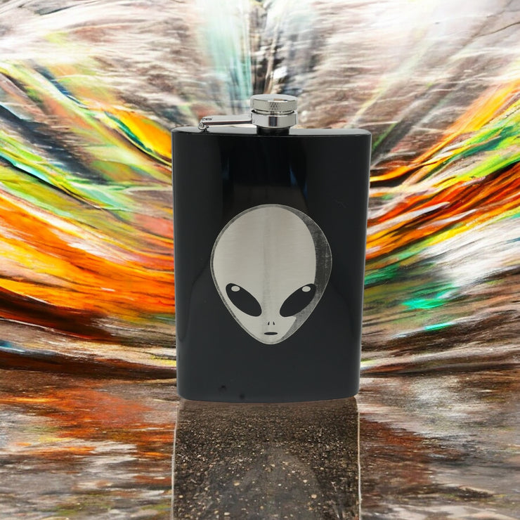 8oz BLACK Alien Flask
