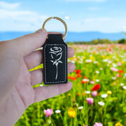 Keychain - Rectangle - Rose - Leather
