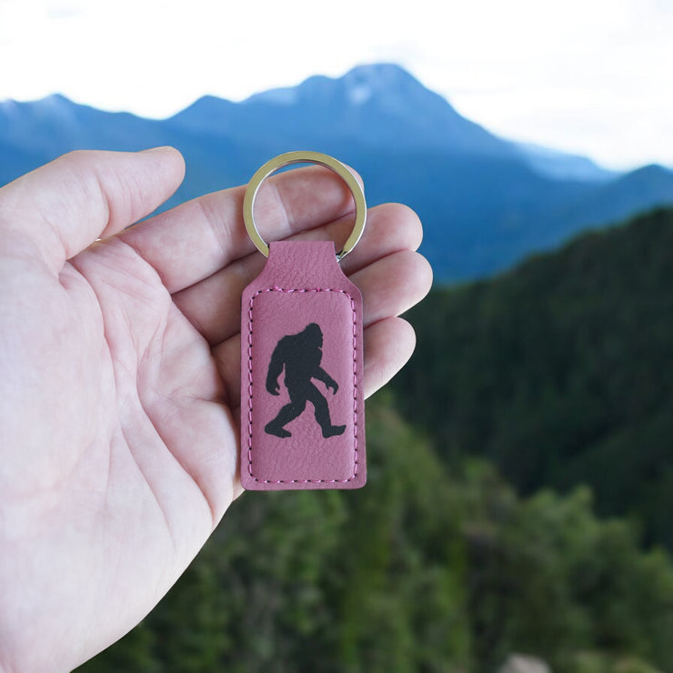 Keychain - Rectangle - Bigfoot Sasquatch - Leather