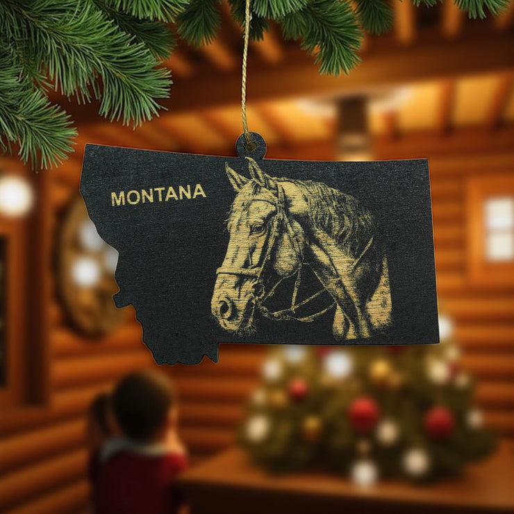Ornament - Black - Montana with Horse