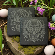 Coaster - Slate - Sugar Skull - SET OF 2 - Day of the Dead
