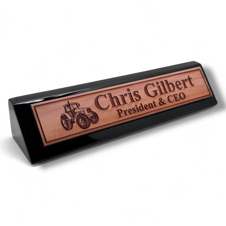 Desk Wedge Name Plate - PERSONALIZED - Tractor - 11 Inches