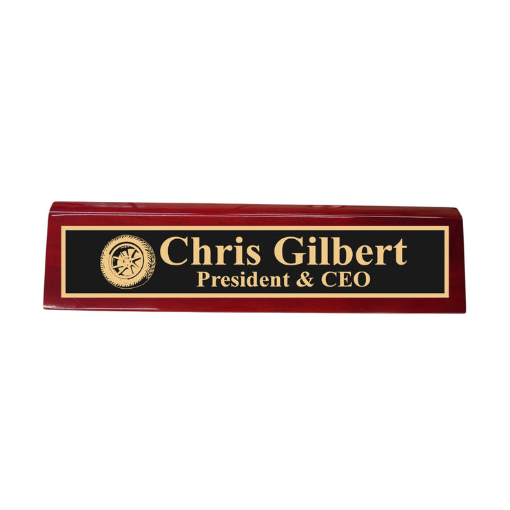 Desk Wedge Name Plate - PERSONALIZED - Wheel Tire - 11 Inches