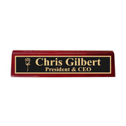 Desk Wedge Name Plate - PERSONALIZED - Rose - 11 Inches