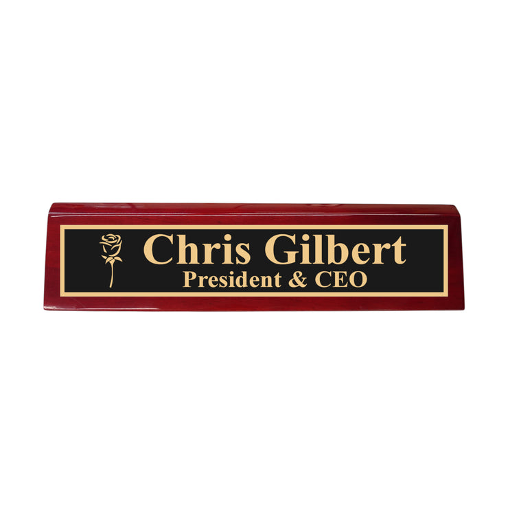 Desk Wedge Name Plate - PERSONALIZED - Rose - 11 Inches