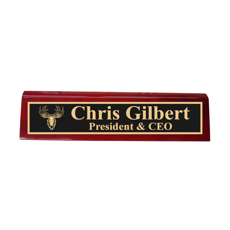 Desk Wedge Name Plate - PERSONALIZED - Moose - 11 Inches
