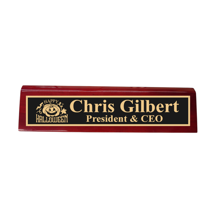 Desk Wedge Name Plate - PERSONALIZED - Happy Halloween - 11 Inches