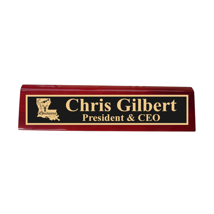 Desk Wedge Name Plate - PERSONALIZED - Louisiana - 11 Inches - Cajun