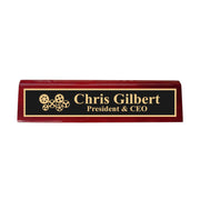 Desk Wedge Name Plate - PERSONALIZED - Gears - 11 Inches