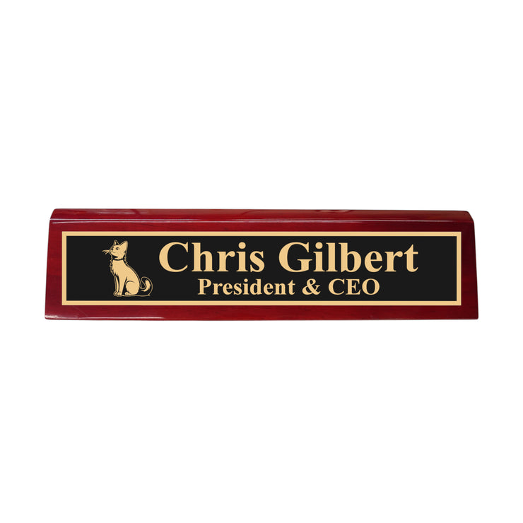 Desk Wedge Name Plate - PERSONALIZED - Cat - 11 Inches