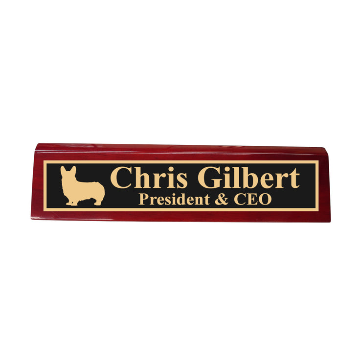 Desk Wedge Name Plate - PERSONALIZED - Corgi - 11 Inches