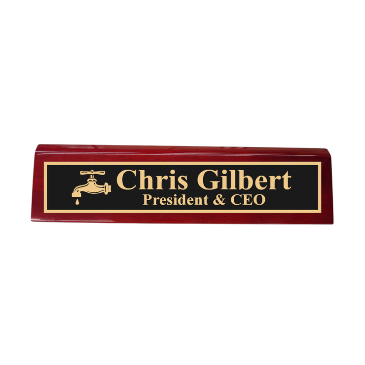 Desk Wedge Name Plate - PERSONALIZED - Water Spigot - 11 Inches