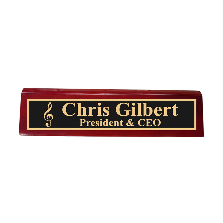 Desk Wedge Name Plate - PERSONALIZED - Treble Clef Music Note - 11 Inches