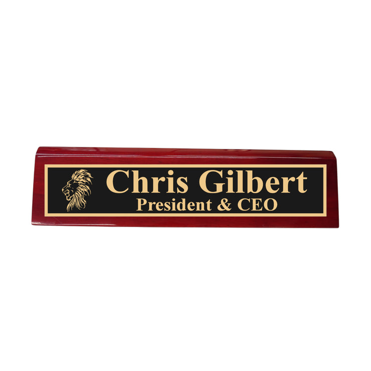 Desk Wedge Name Plate - PERSONALIZED - Lion - 11 Inches