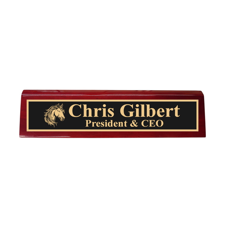 Desk Wedge Name Plate - PERSONALIZED - Horse - 11 Inches