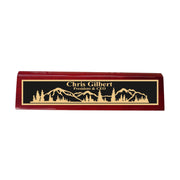 Desk Wedge Name Plate - PERSONALIZED - Mountain Scene - 11 Inches