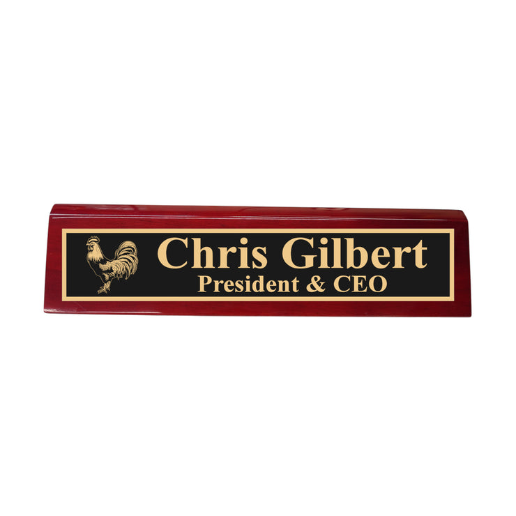 Desk Wedge Name Plate - PERSONALIZED - Chicken - 11 Inches