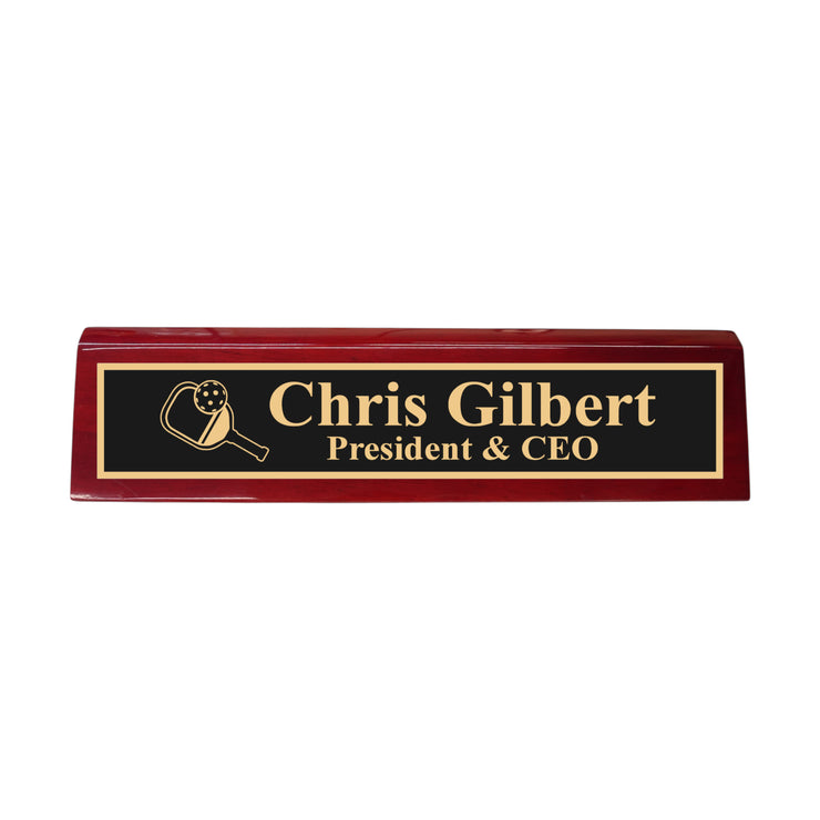 Desk Wedge Name Plate - PERSONALIZED - Pickleball - 11 Inches