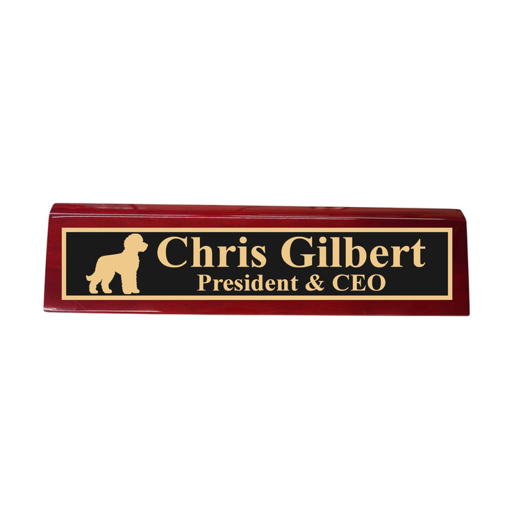 Desk Wedge Name Plate - PERSONALIZED - Golden Doodle - 11 Inches