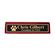 Desk Wedge Name Plate - PERSONALIZED - Dog Paw - 11 Inches