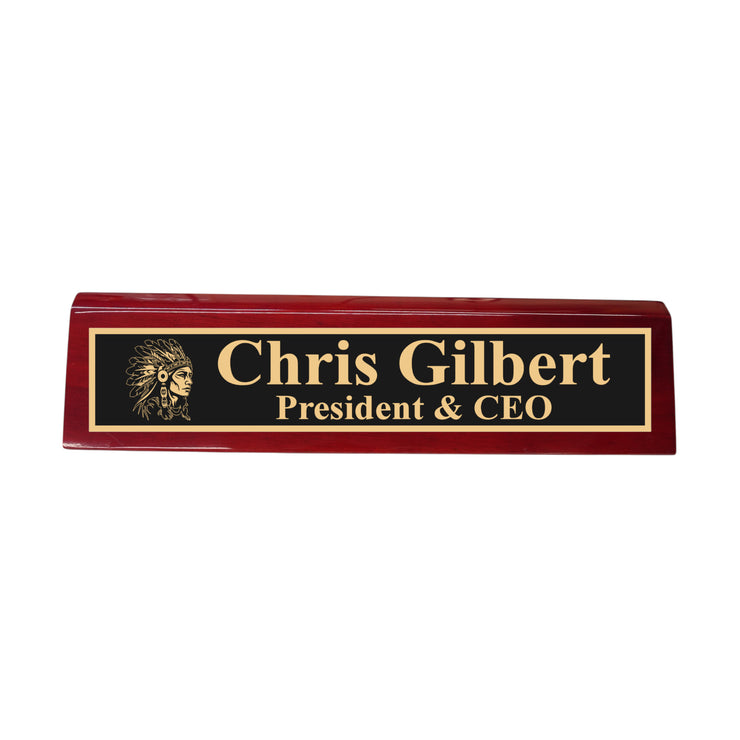 Desk Wedge Name Plate - PERSONALIZED - Indian Chief - 11 Inches