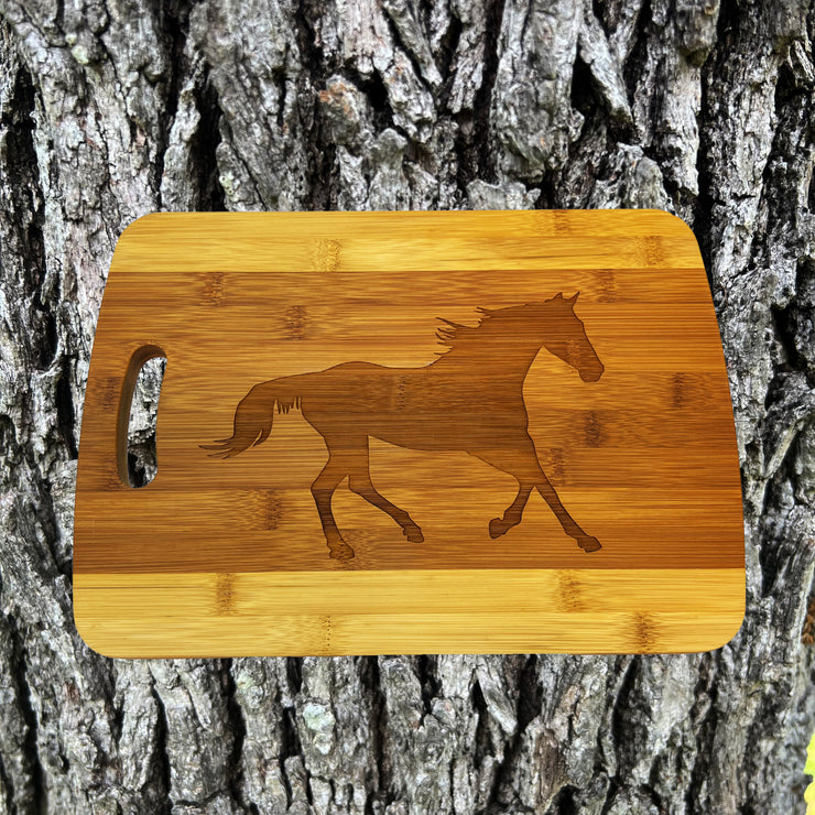 Running Horse Cutting Board 14''x9.5''x.5'' Bamboo