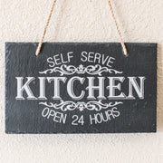 Sign - Slate - Self serve kitchen open 24 hours - 12x7in
