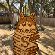 Bookmark - Siberian Husky Malamute PERSONALIZED Dog - Birch wood