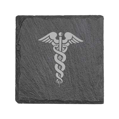 Coaster - Slate - Pharmaceutical Caduceus Hermes - SET OF 2