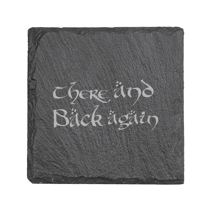 15oz Stemless Wine Glass Set -  There and Back again + Slate Coaster