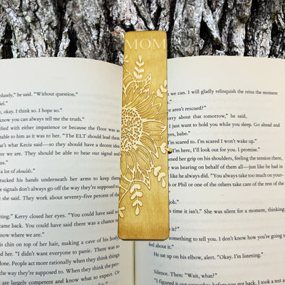 Bookmark - PERSONALIZED Sunflower Flower - Birch wood