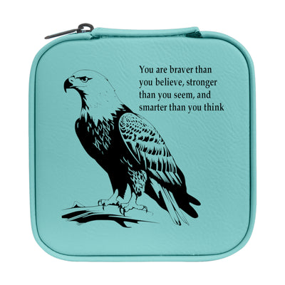 Jewelry Box 4x4 - CUSTOM - You are braver than you believe with eagle