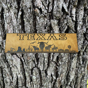 Texas Plaque with Landscape BLACK Sign 3x11