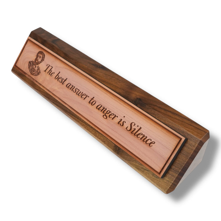 Desk Wedge Name plate - Marcus Aurelius - 11 Inches