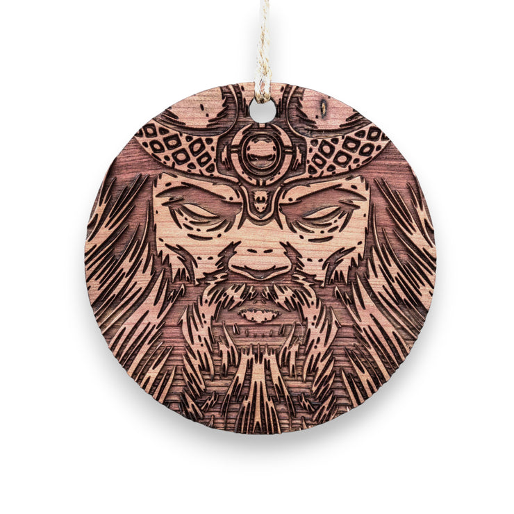 Viking Warrior - Raw Cedar Ornament 3x3in