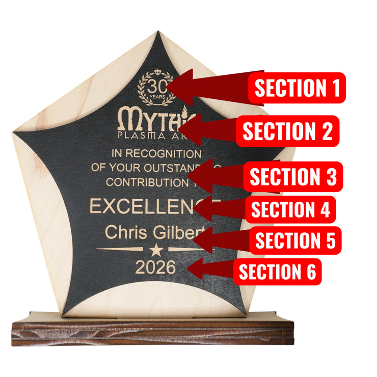 Award - PERSONALIZED - Trophy Award 1 - Black on Raw Wood
