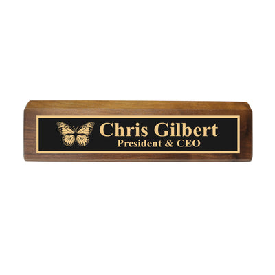 Desk Wedge Name Plate - PERSONALIZED - Butterfly - 11 Inches