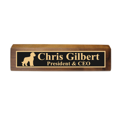 Desk Wedge Name Plate - PERSONALIZED - Golden Doodle - 11 Inches