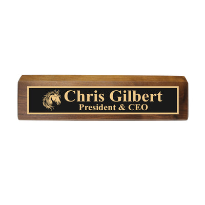 Desk Wedge Name Plate - PERSONALIZED - Horse - 11 Inches