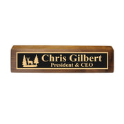 Desk Wedge Name Plate - PERSONALIZED - Deer Scene - 11 Inches