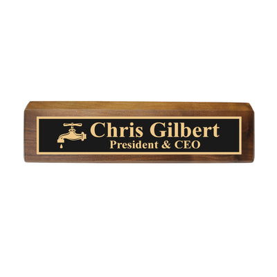 Desk Wedge Name Plate - PERSONALIZED - Water Spigot - 11 Inches