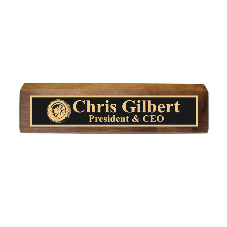 Desk Wedge Name Plate - PERSONALIZED - Wheel Tire - 11 Inches